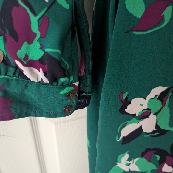 Merino green floral dress - S - Picture 4 of 6